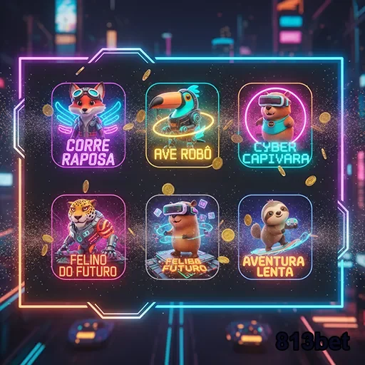 Tela do app 813bet com ícones de slot games animados.