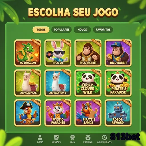 Tela do aplicativo 813bet com jogos populares para escolher.