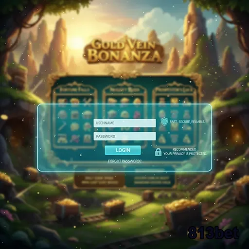 Tela de login do jogo Gold Vein Bonanza na 813bet.