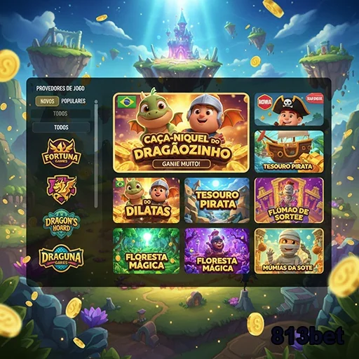 Tela de slots com temas variados na plataforma 813bet.