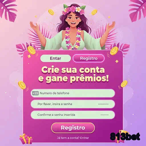 Ilustração do aplicativo 813bet com opções de registro.