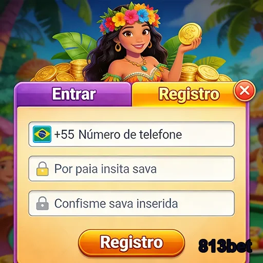Tela de registro da 813bet com temas de jogo e diversão.