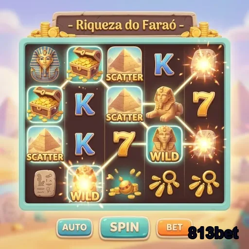 Jogo 'Riqueza do Faraó' no aplicativo 813bet para cassino.