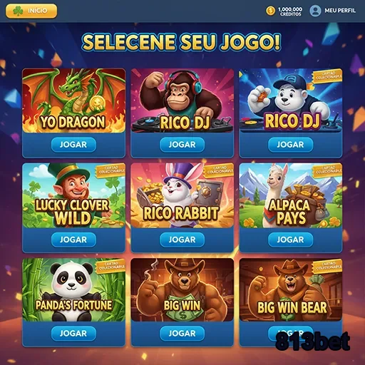 Tela de seleção de jogos no site 813bet com opções variadas.